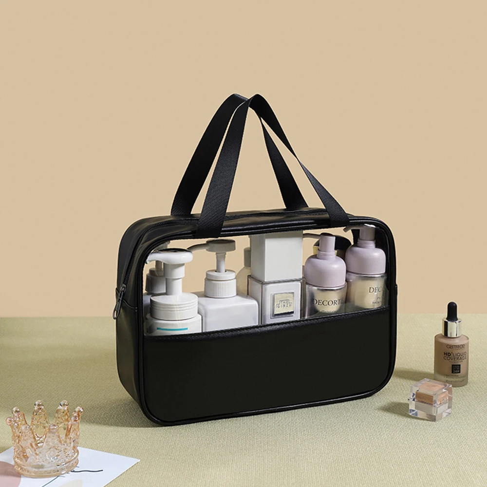 Anpassbare Name Neue TPU Transparent Make-Up Kulturbeutel frauen Große Kapazität Wasserdichte Handheld PU Lagerung Tasche PVC Make-Up Tasche – Detail 5