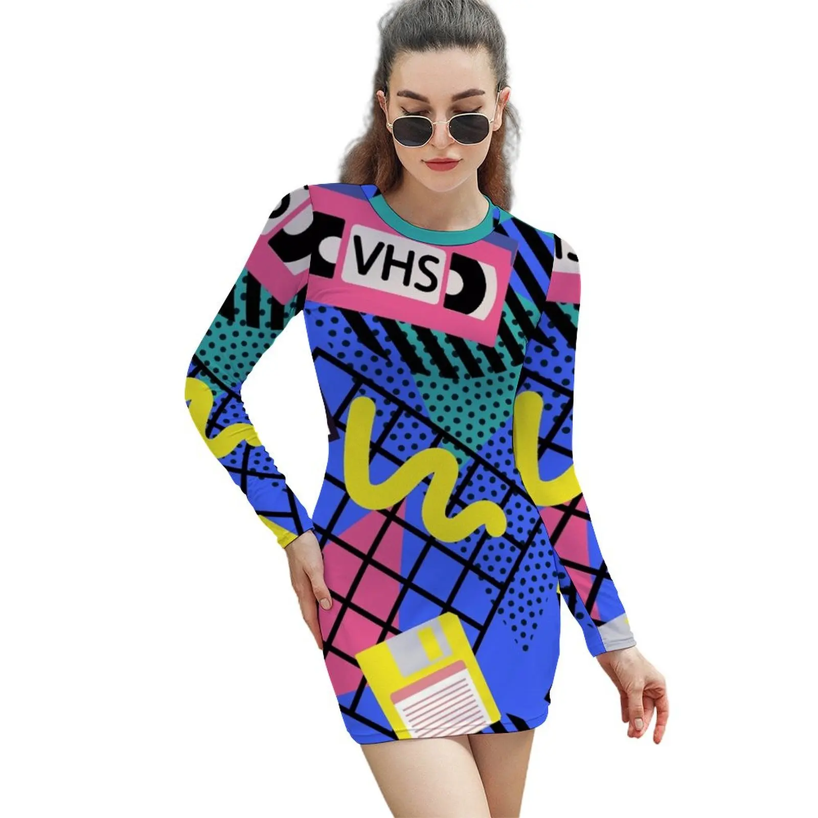 

Vibrant 90's After School Long-Sleeved Sheath Dress sexy dress Women's skirt Dresses for wedding party