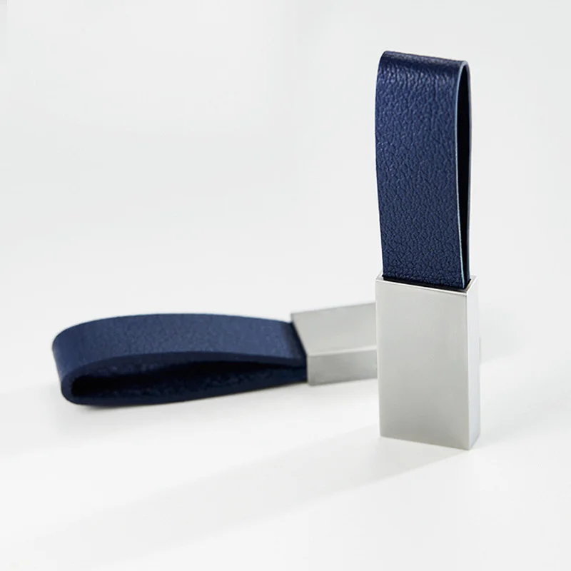 Chiavetta USB 2.0 in pelle metallo argento con incisione laser personalizzata gratuita 4 GB 8 GB 16 GB 32 GB 64 GB 128 GB