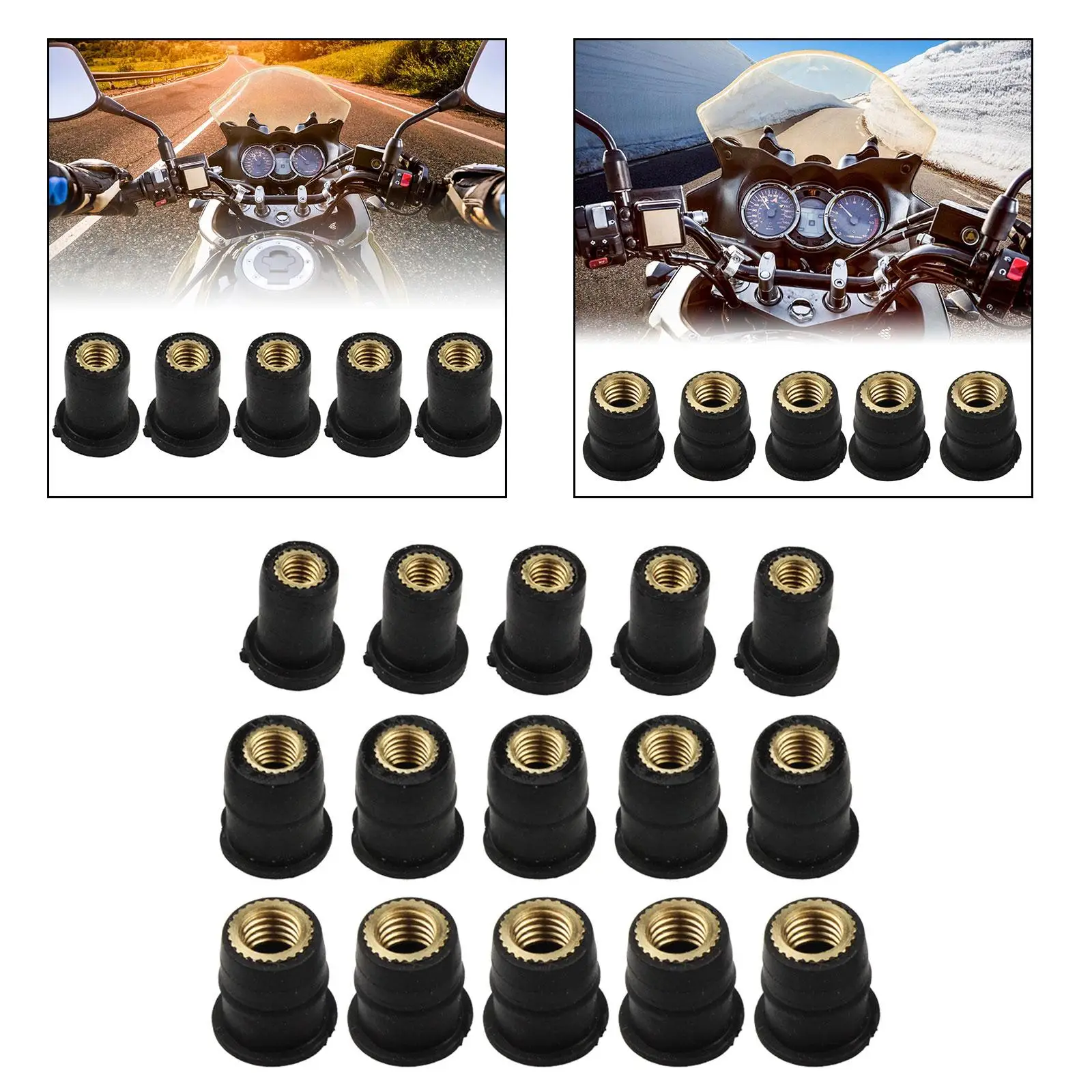 5 Pieces Windshield Well Nut Assembly Durable Universal Repair Parts Easy Installation Motorcycle Nuts for Boat Kayak Canoe