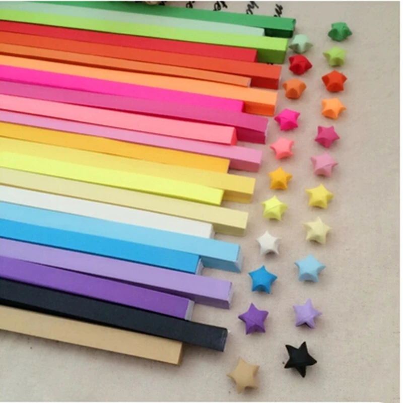 【K】Origami Lucky Star Ribbons Random Color Strips Paper Folding Kit Lucky Wish Star Decoration Wishing Star Christmas Gifts