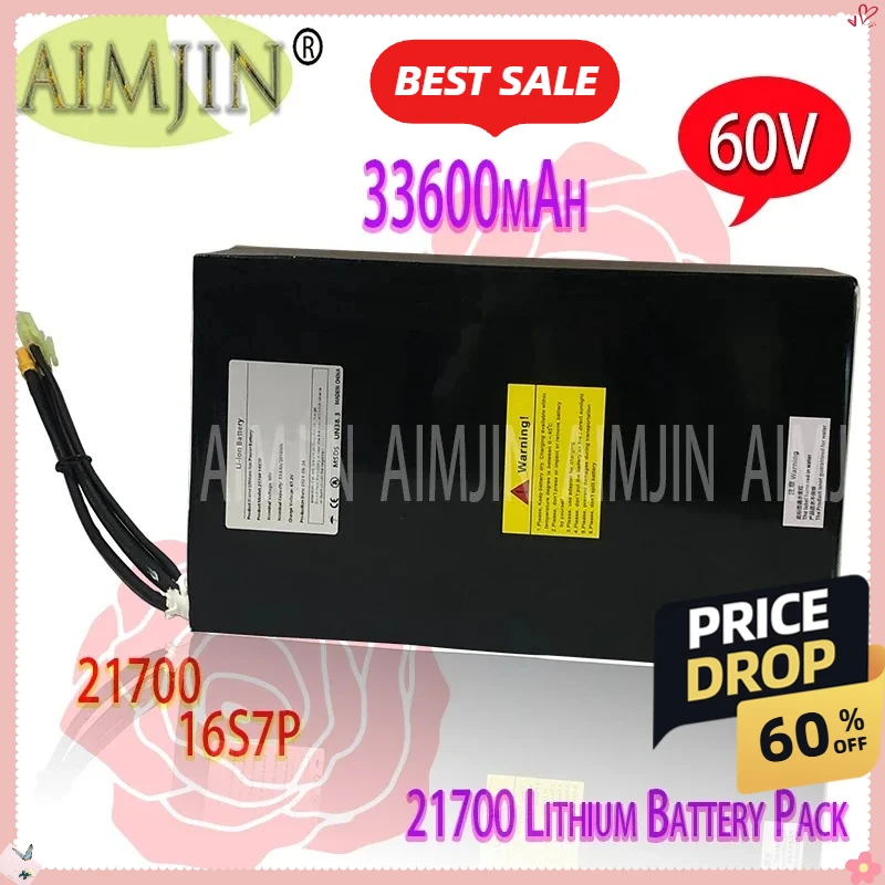 

21700 16S7P 60V 33600mAh 33.6Ah Rechargeable Li-ion Battery Pack Suitable For Dual Drive Scooter Battery