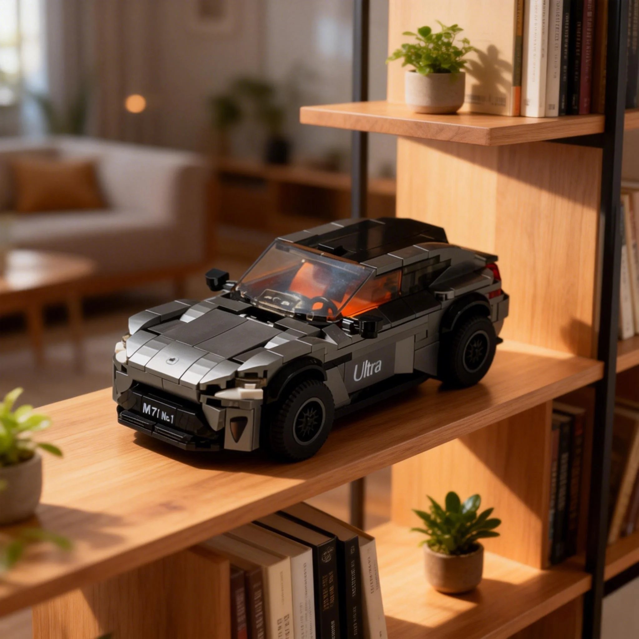 

High Quality Eight Grid Car 3D Puzzle Assembly ABS Building Block Simulation Can Open The Lid Car Model Toy Christmas Gift