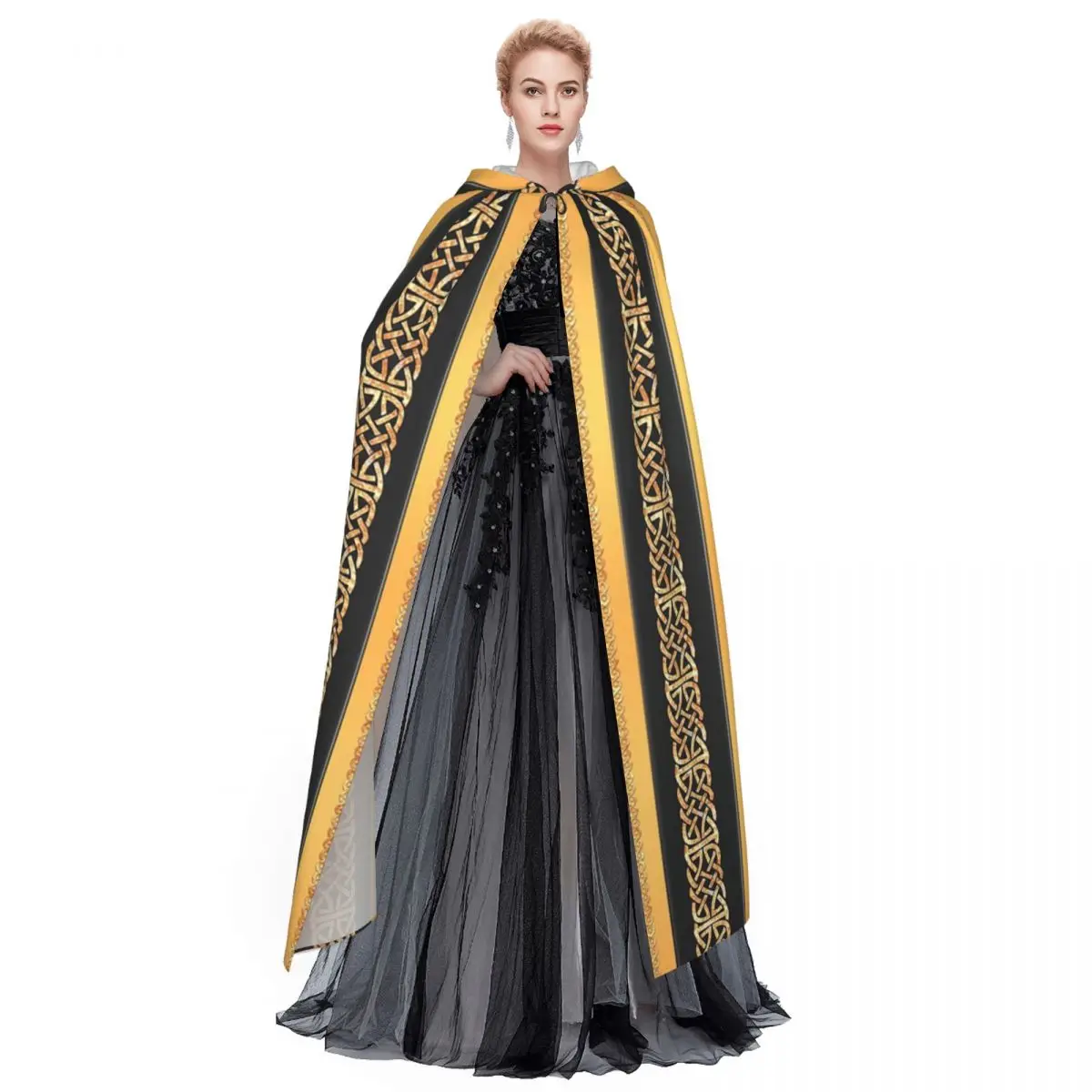 เสื้อคลุมยาวแบบมีฮู้ดสไตล์นอร์ส ไวกิ้ง เซลติก สำหรับคอสเพลย์ ชุดแม่มด ยุคกลาง ฮาโลวีน แวมไพร์ ผู้ใหญ่ ใช้ได้ทั้งชายและหญิง