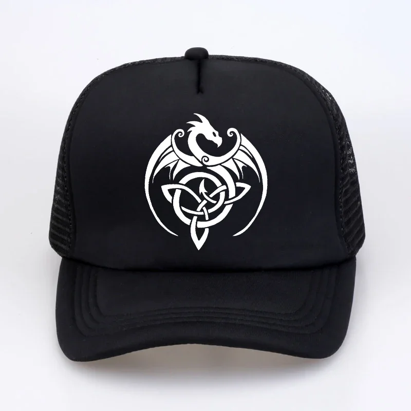 Draak Met Keltische Knoop Honkbalhoed Dragon Wespen Film Mesh Cap Casual Sport Zonnehoeden