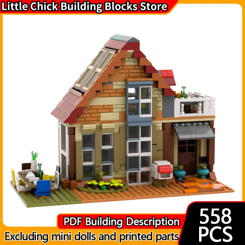 

City Street View Model MOC Building Bricks Beach Residential House Modular Technology Children Holiday Gifts Assemble Toys Suit