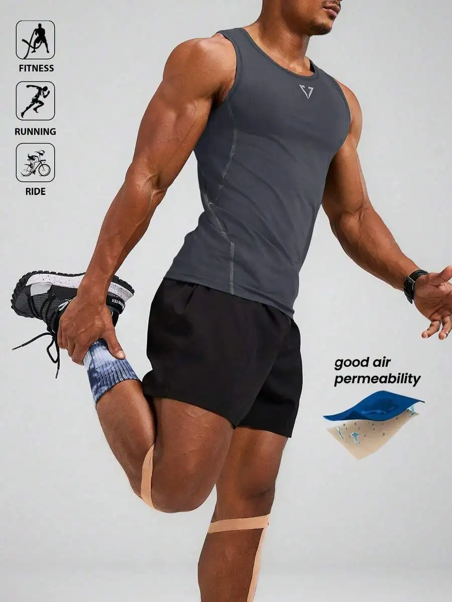 

Mens Breathable Geometric Print Sports Tank Top For Running Fitness Cycling