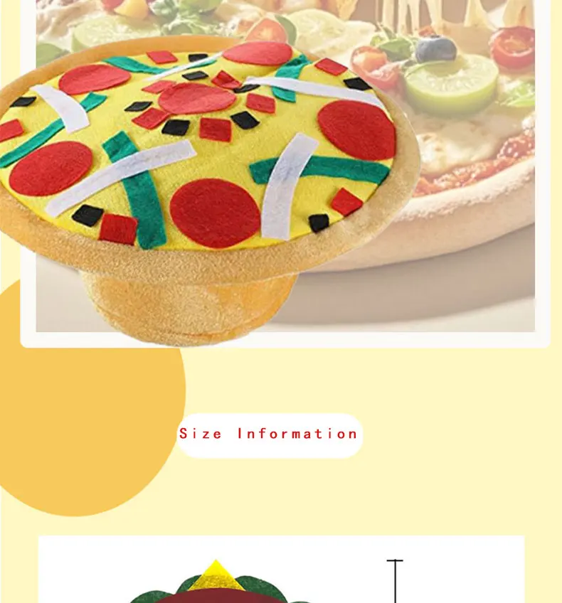Niedliches, neuartiges Food-Hut-Set, 4-teilig – Hamburger, Pommes Frites, Pizza und Drumstick für Partys, Freizeitkleidung und Geschenke – Detail 8
