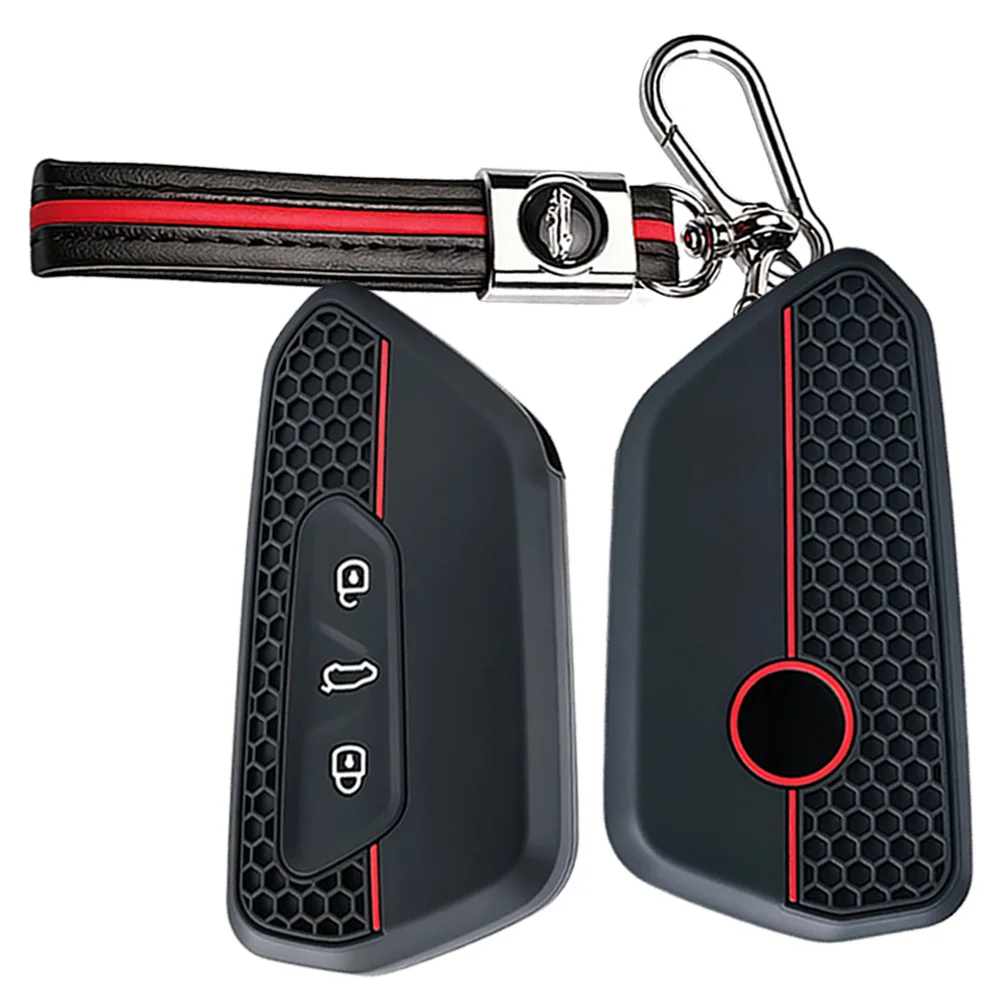 Protective Key Cover With Chain For VW Golf 8 MK8 ID3 ID4 ID5 Tiguan MK3 Passat B9 For Skoda Octavia A8 Enyaq iV Non Slip