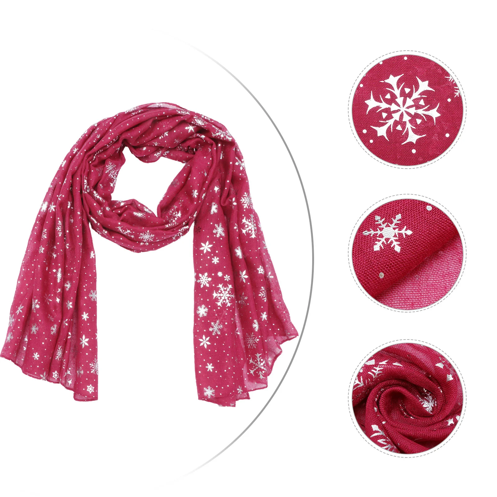 

Christmas Scarf Xmas Neckerchief Snowflake Pattern Shawl Wrap Birthday Decoration for Girl Soft Delicate