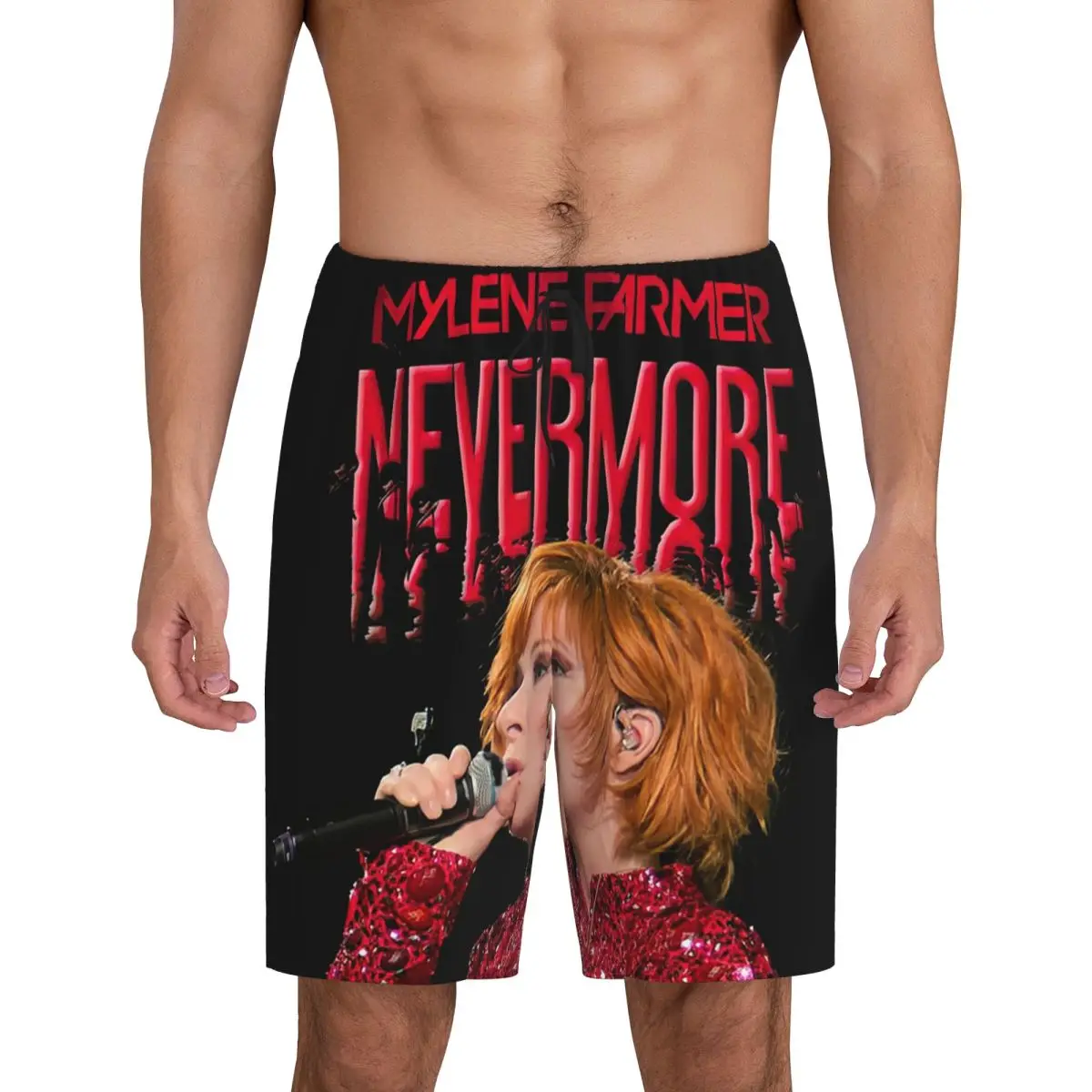 

Custom Nevermore Tour Mylene Farmer Short Pajama Pants Men Sleepwear Sleep Lounge Bottom Shorts Sleeping Pants