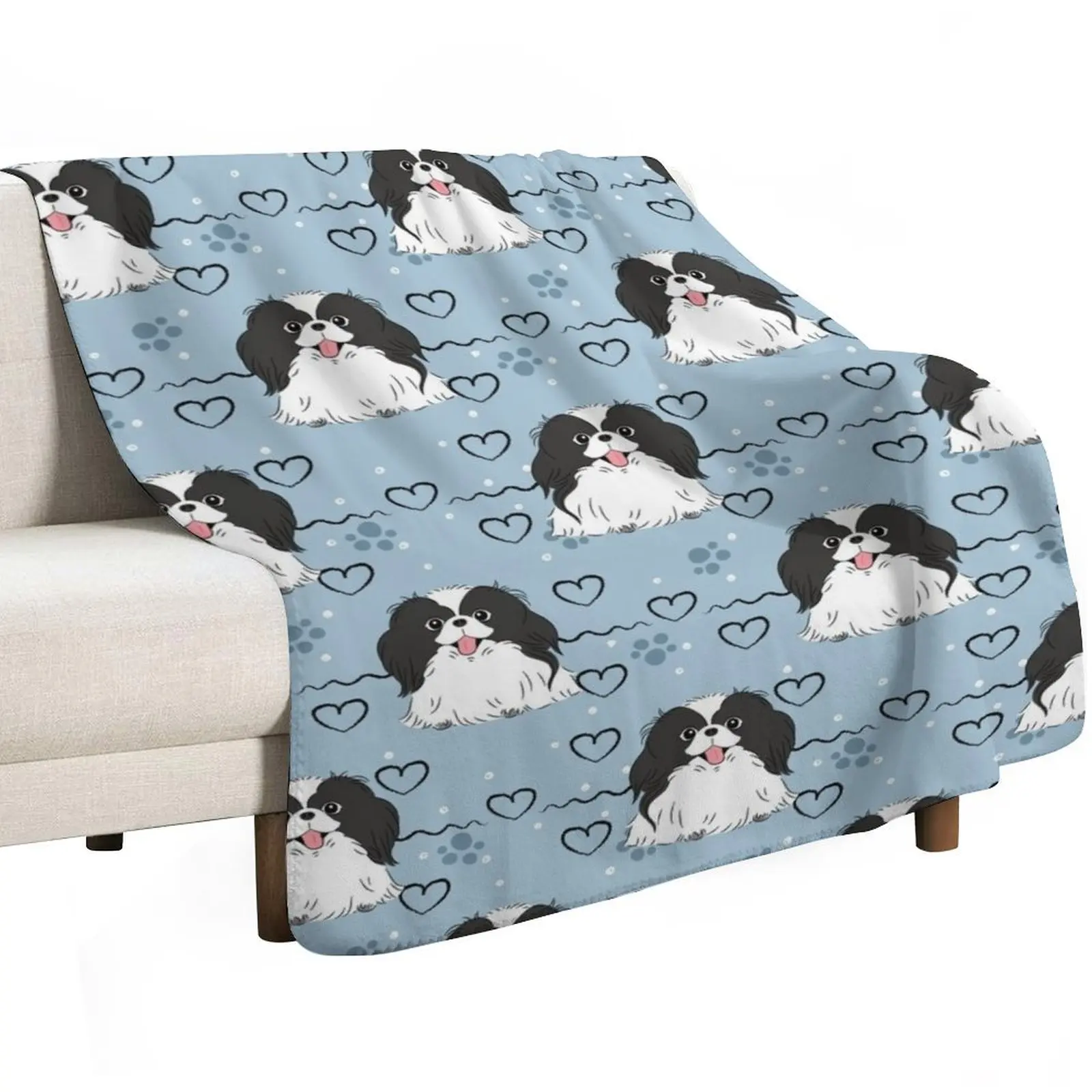 

LOVE Black and White Japanese Chin Throw Blanket Thermal Soft Luxury Brand Retros Blankets
