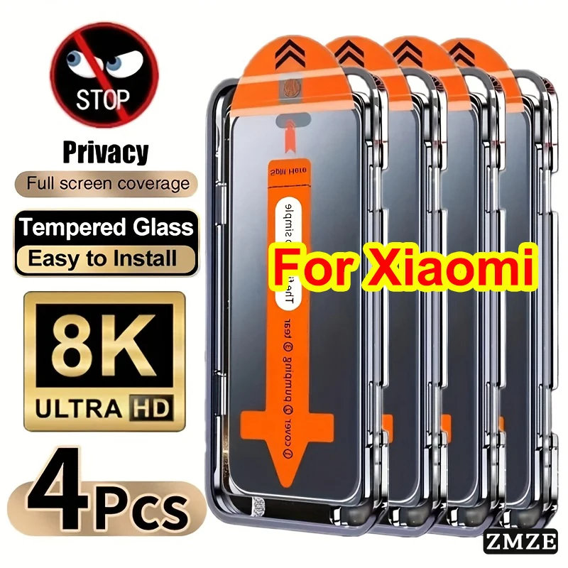 4 Stück oleophobe Beschichtung, kostenlose Installation, Sichtschutzfolie für Xiaomi Poco F8 PRO, ultra kratzfeste, wasserabweisende Folie