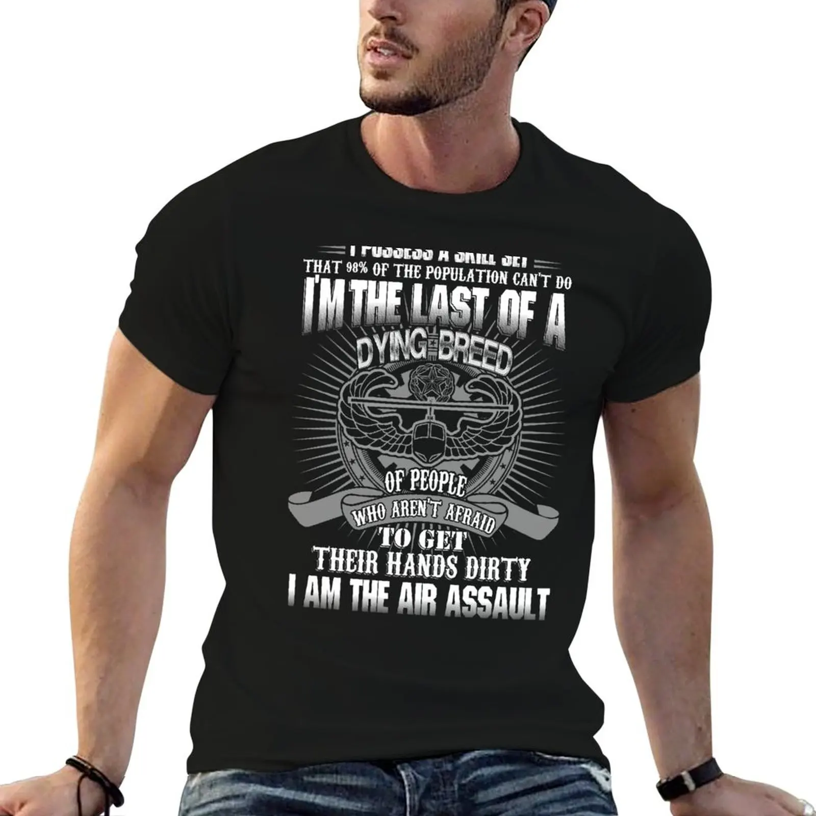 air assault badge Armored Vehicles air assault hats Assault Rifle So T-Shirt Simple Solid Color Crew Neck Tee