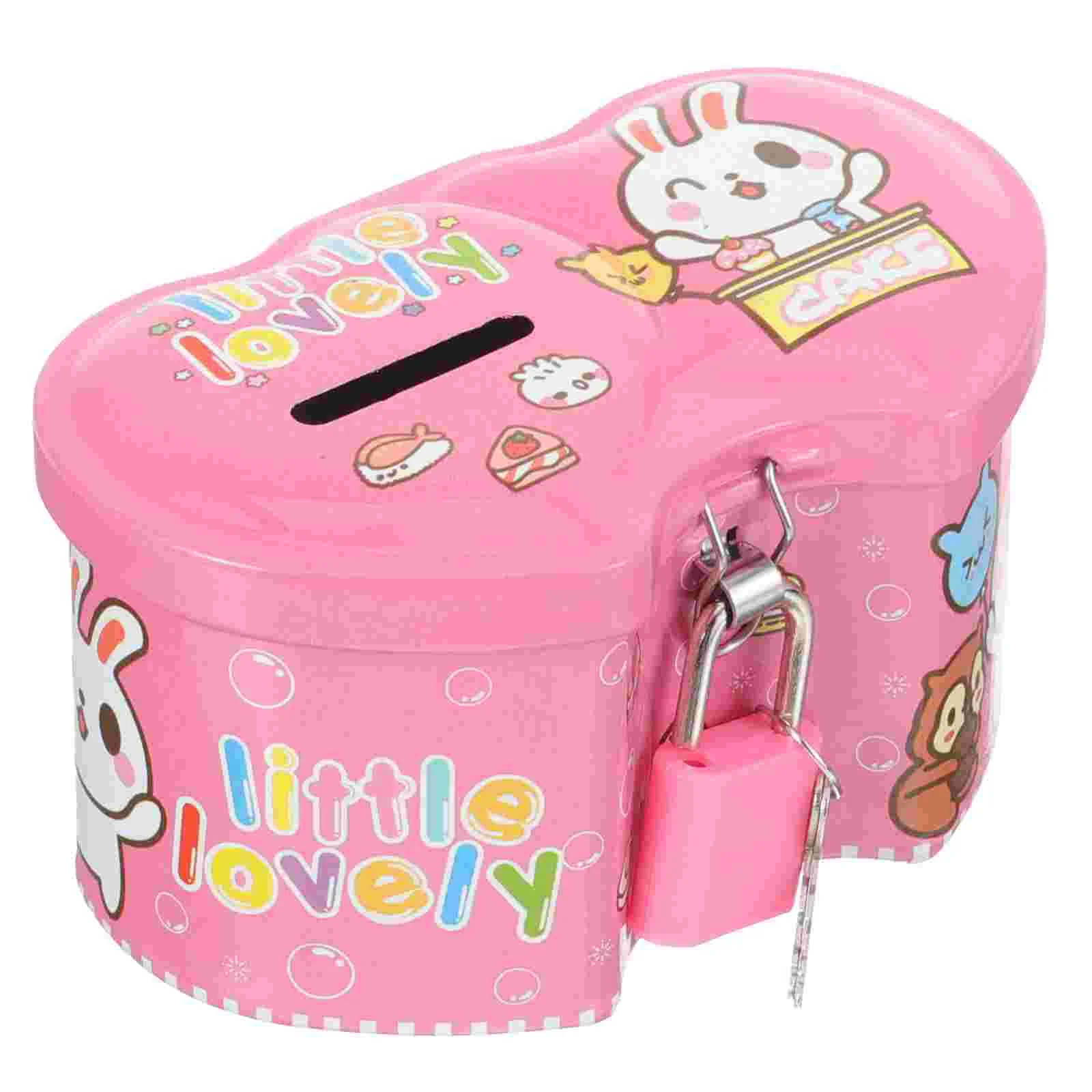 Metal Piggy Bank Cartoon Money Saving Box Tinplate Cash Box Coin Container with Lock For Adults And Kids Random Style