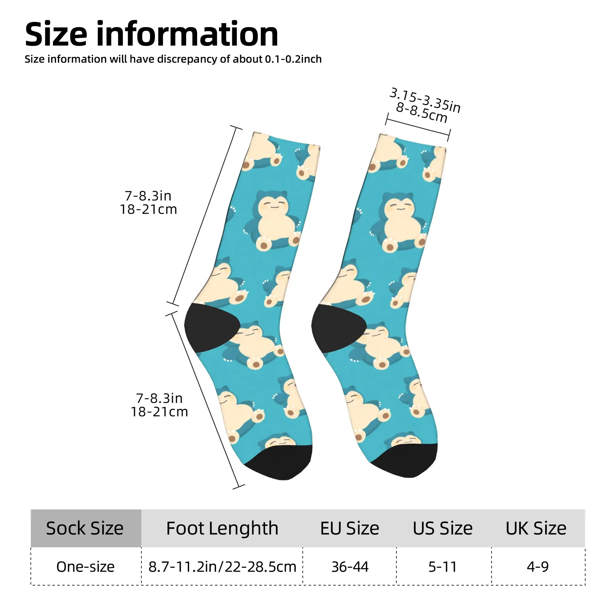 レトロ P-Pokemons カビゴン スケートボード ソックス ポリエステル ミドルチューブ ソックス 女性用 男性用 吸汗性