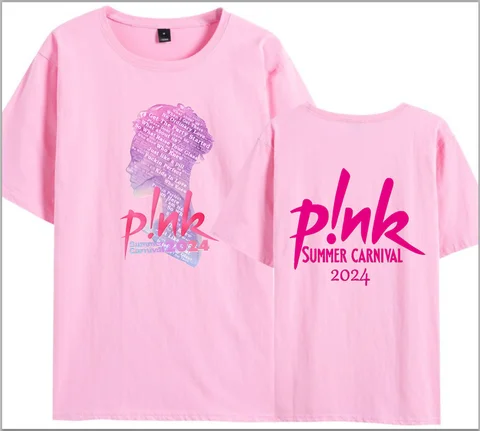 Bomull 100% Rosa Singer Summer Carnival 2024 Tour T-shirt Fan Lovers T-shirt Musikturné T-shirt Trustfall Album Konsert Topp T-shirt 10 best sales p nk-skjorta - №7