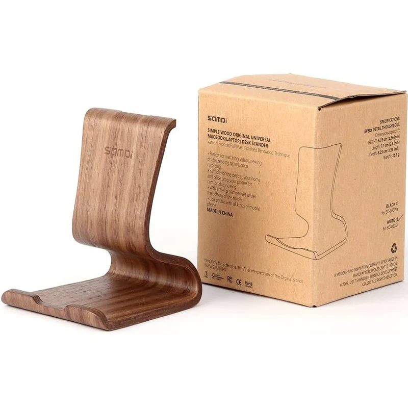 Soporte Universal para teléfono móvil, accesorio de madera de nogal, abedul, tabletas, para iOS y Android