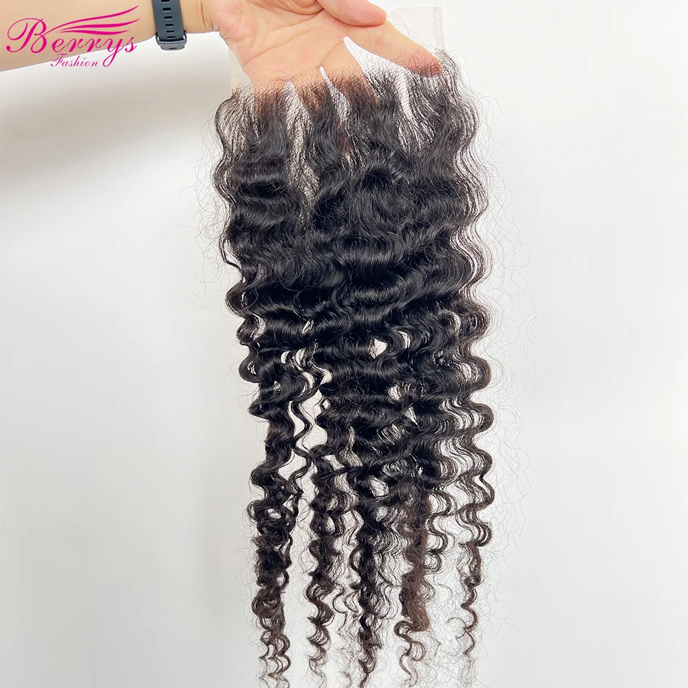 Berrys Mode Haar 7*7 HD birmanische lockige Verschlüsse unsichtbare Schmelze Haut Spitze transparent 6*6 Verschluss rohes menschliches Haar für Frauen Mädchen – Detail 4