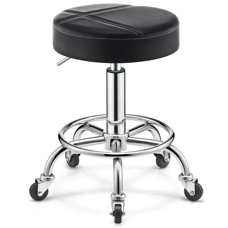 Professionele Draaibare Kappers Stoelen Wielen Draagbare Rollende Kappersstoel Roterende Coiffeur Stuhl Salon Meubels Mq50bc