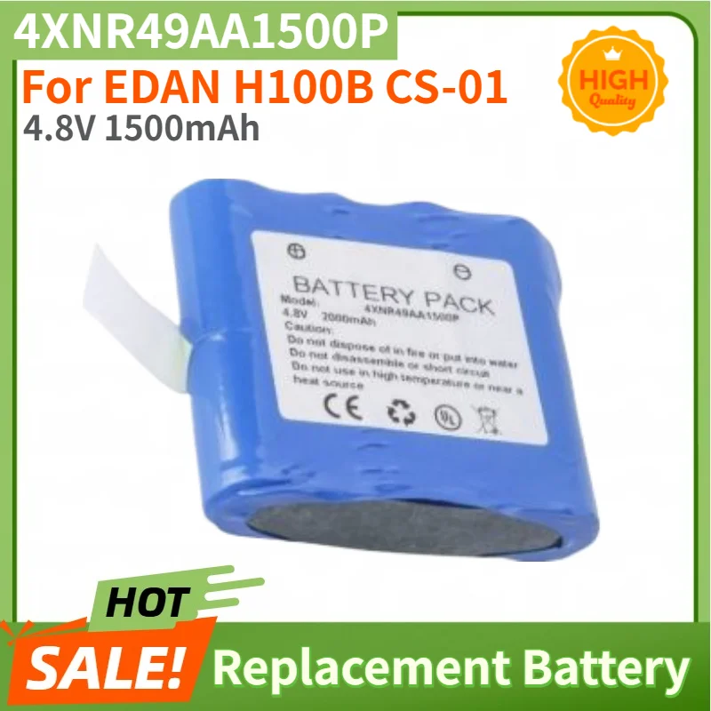 High Quality 4.8V 1500mAh 4XNR49AA1500P Battery For EDAN H100B CS-01 Brand New Replacement Battery