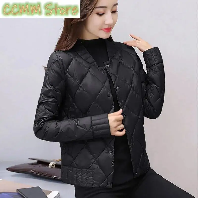 Light Thin Women's Down Cotton Coat Winter New Parkas Short Female Korean Loose Thin Jacket Stitching Padded Overcoat Tops