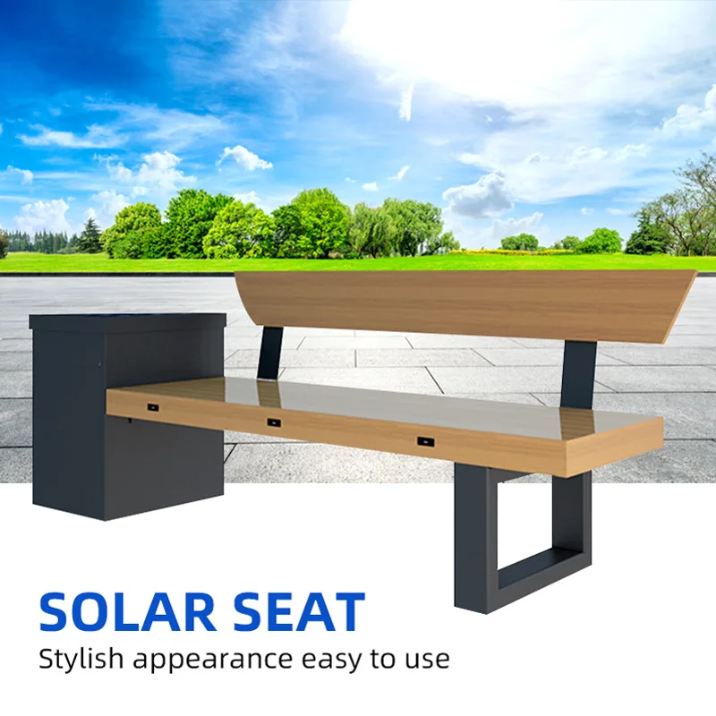 

Outdoor wood grain solar smart seat USB wireless charging WIFI