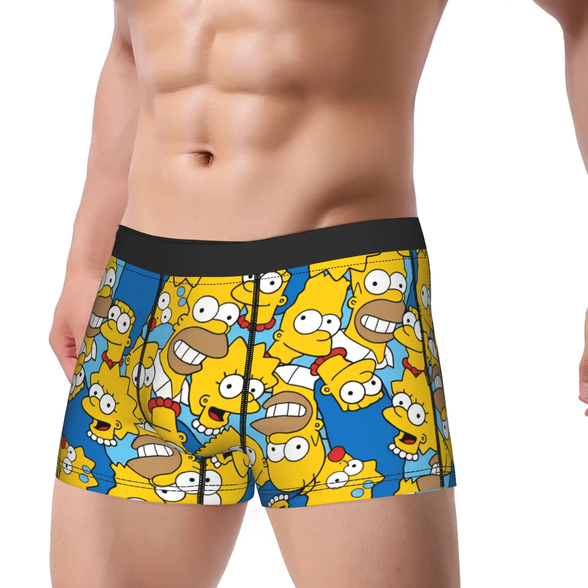S-Simpsons Characters Pattern Print Boxershorts Pouch Underwear Hot Sale Customs Shorts Briefs Comfortable Man Panties Plus Size