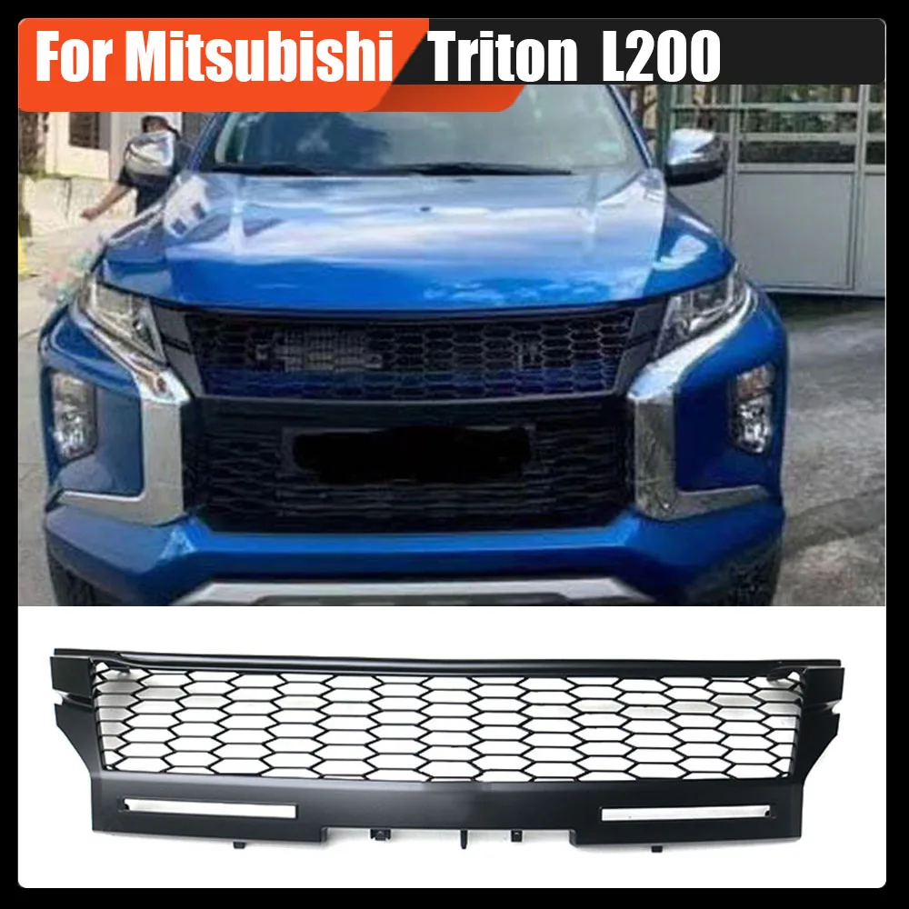 For Mitsubishi Triton L200 2019 2020 Pickup Car Accessories Modified Front Hood Bumper Grille Car Mesh Grill Upper Racing Grills
