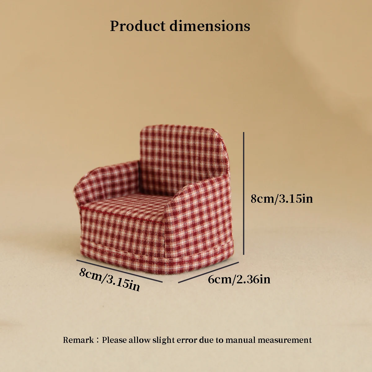Miniaturmöbel 1:8-1:12 Stoff-Klappsofa geeignet für Mini-Hausdekoration – Detail 3