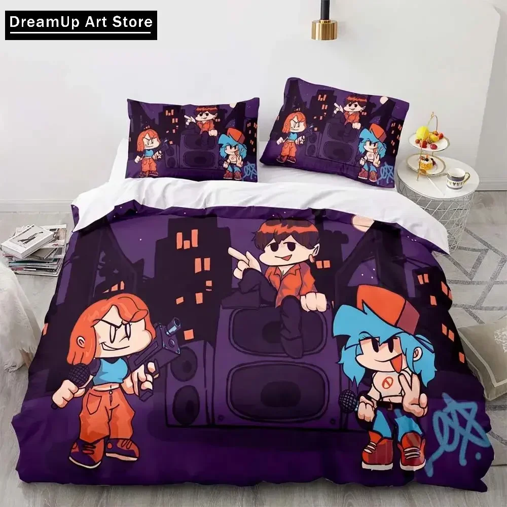 Cartoon Game Friday Night Funkin Bedding Set Duvet Cover Bed Set Quilt Cover Pillowcase Comforter king Queen Size Boys Adult