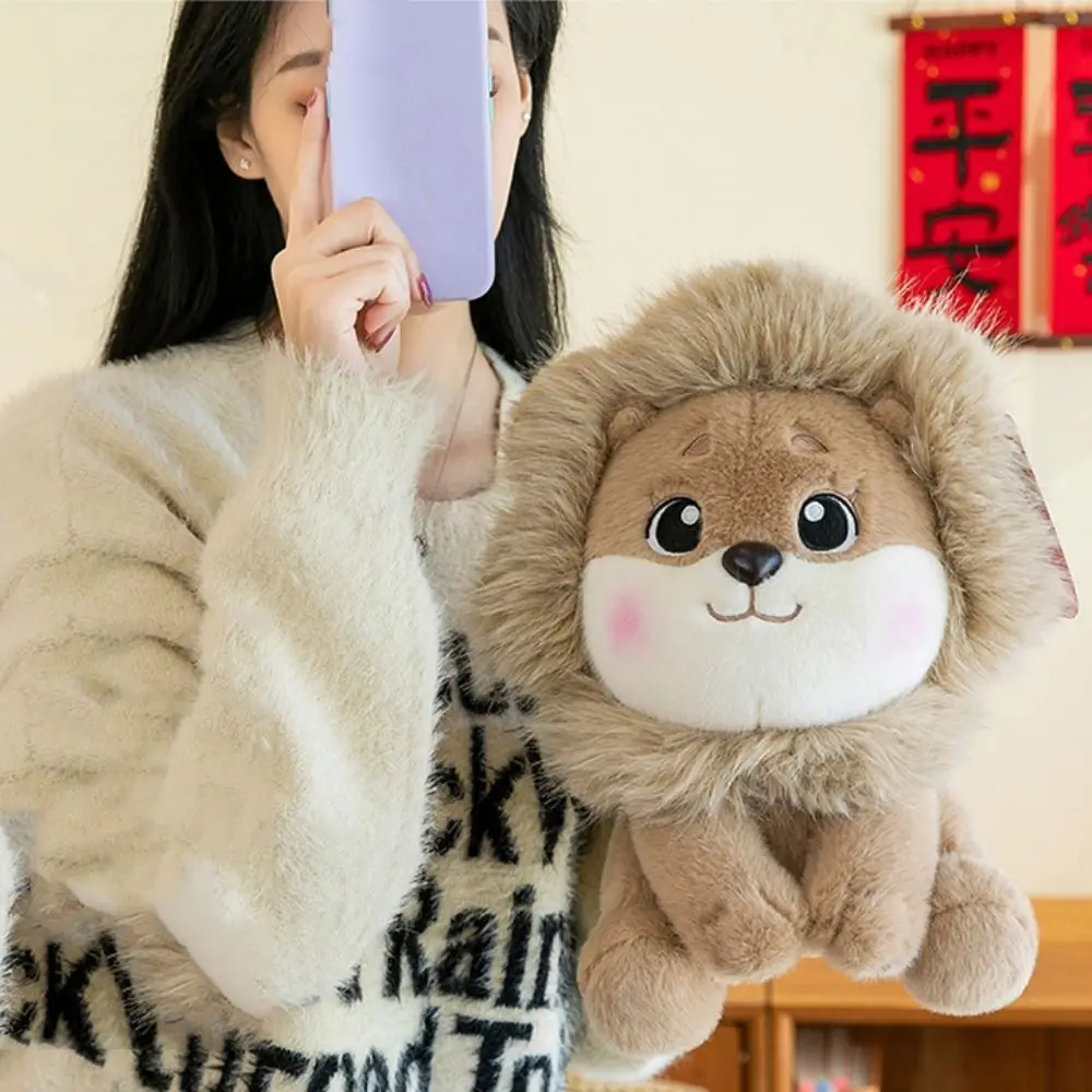 

PP Cotton Lion Toys Soft Collection Stuffed Lifelike Lion Doll Cartoon Comfortable Forest Animals Stuffed Doll Home Decor