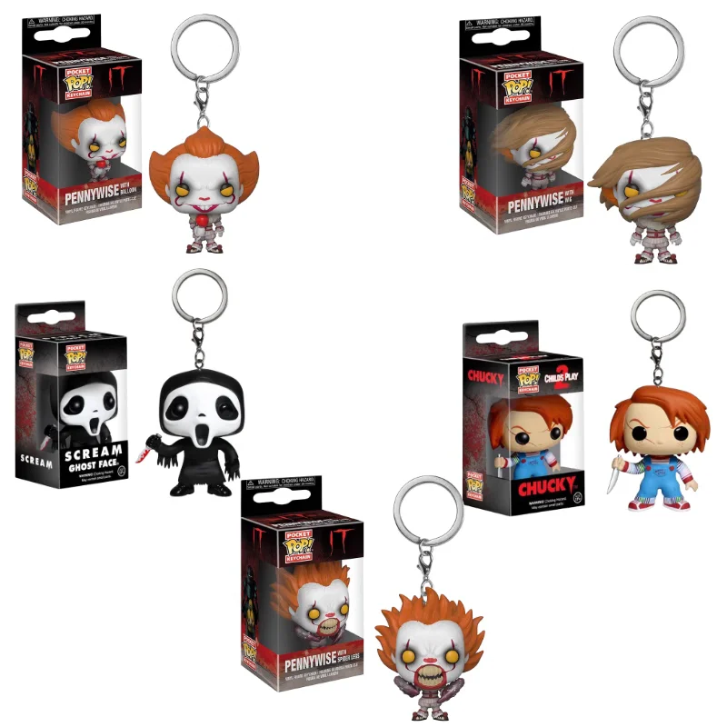 FUNKO Pennywise, крик, лицо, Чаки, карманный брелок, экшн-фигурки, Коллекционная модель, игрушки для детей, рождественский подарок