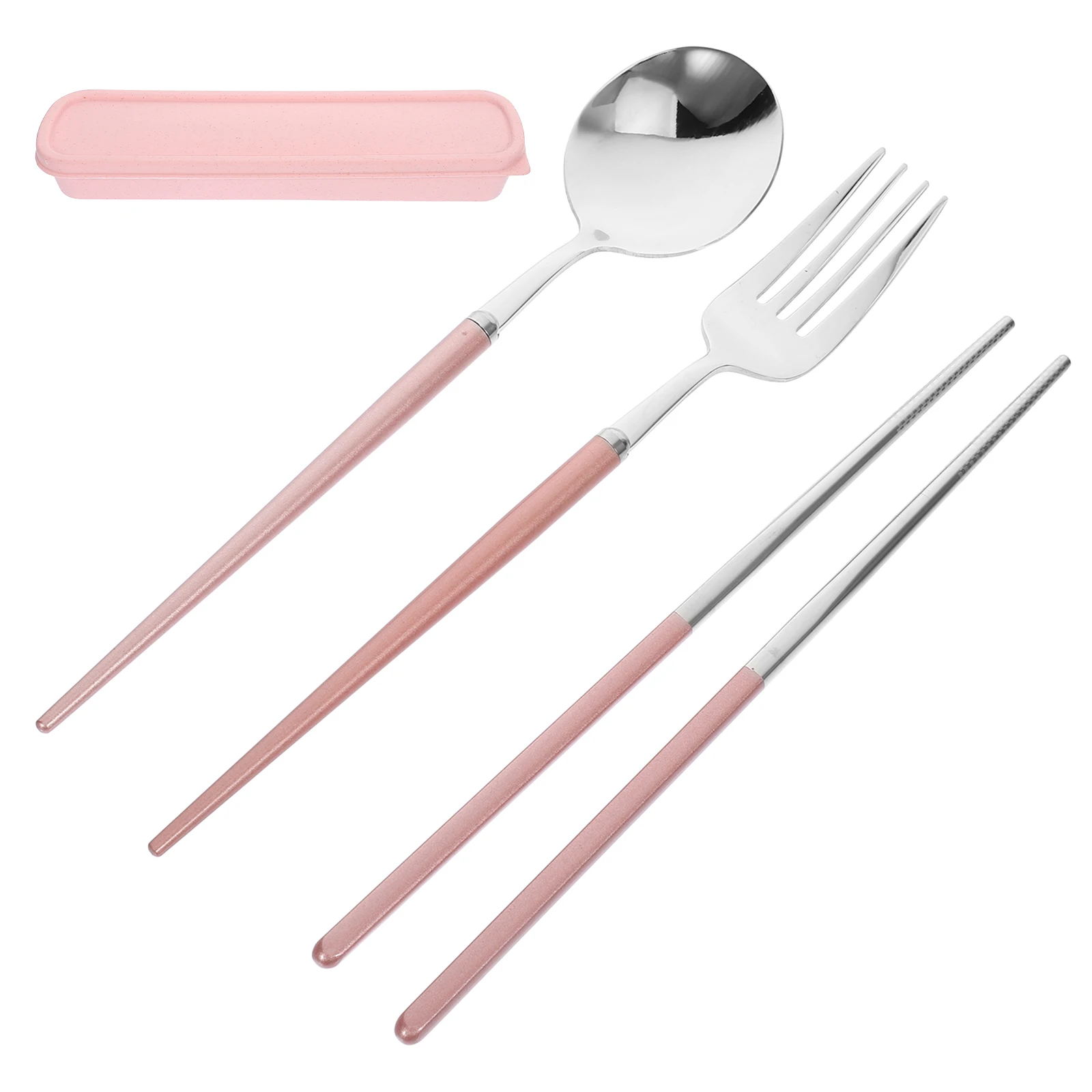 

3 Pcs Stainless Steel Cutlery Set Camping Flatware Spoon Fork Chopsticks Travel Silverware Kitchen Bar Supplies