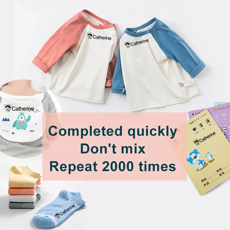 Cute Cartoon Children Stamp Students【Free ink】Large Size Washed Non - Fading Fabric And Textile Stamps Customized Name Stamp