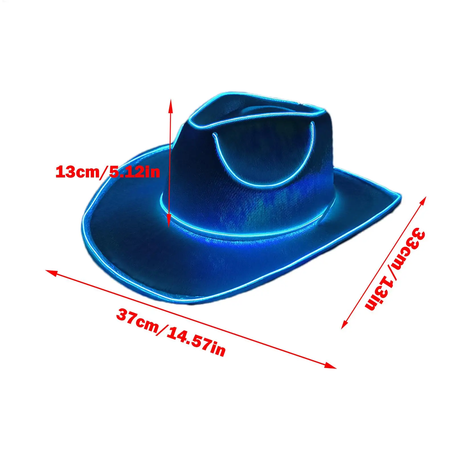 Bachelorette Party Glowing Supplies Luminous Bride Cowgirl Hat LED Pearlescent Cowboy Caps Fashion Neon Light Hat For Party view 6