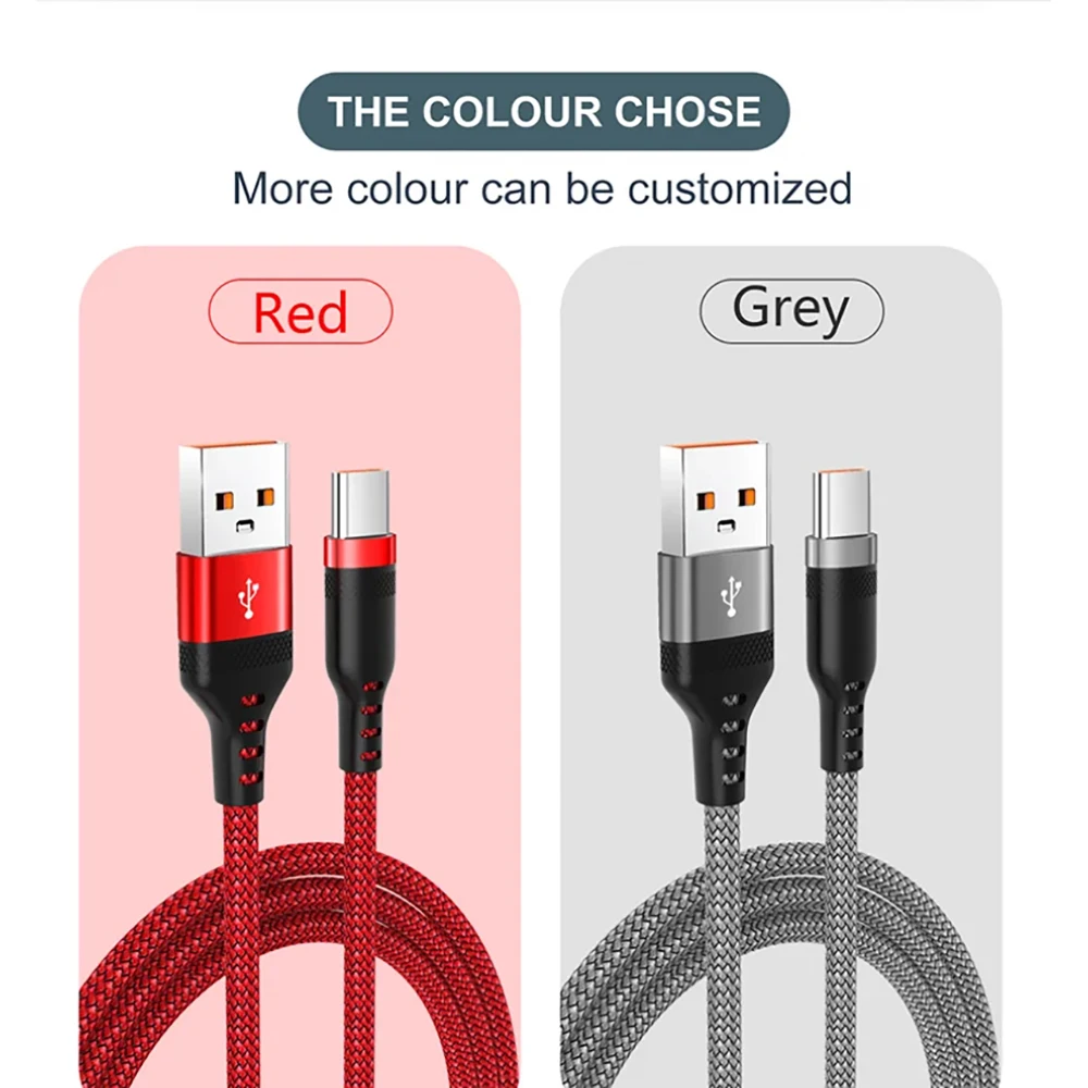 66W 6A Ultra Long USB Type C Fast Charger Cord Braided For Samsung Galaxy S24 Xiaomi Huawei Phone Charger USB C Distance Charge