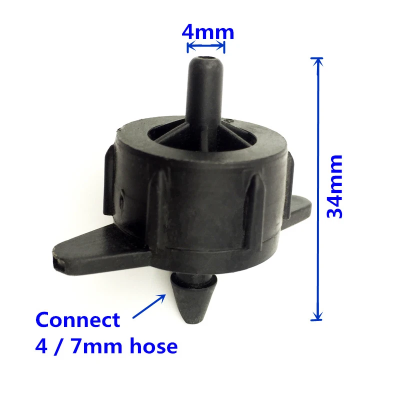 10 Pcs Adjustable Steady Flow Nozzle Garden And Plant Irrigation Pressure Control Emitter 4 / 7mm Interface Connector Splitter