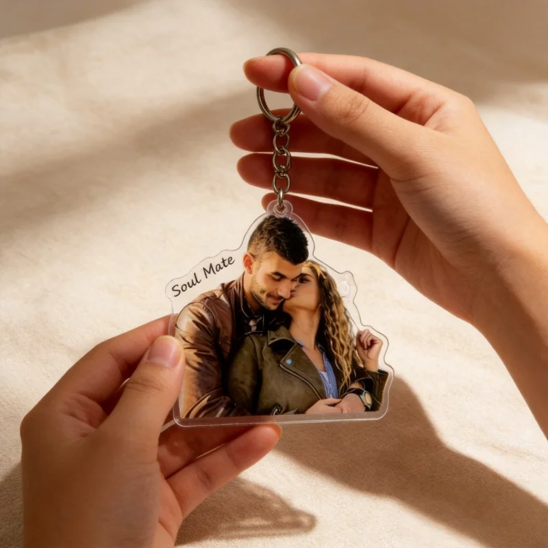 Custom Portrait Keychain Personalized Keychains Acrylic Photo Keyring for Family Couple Friend Memorial Gift Bag Pendant