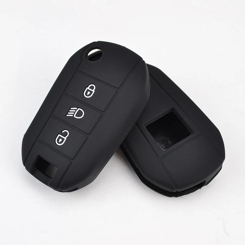 For Peugeot 3008 208 308 508 408 2008 307 4008 Skin Holder 2016 2017 2018 3 Button Silicone Car Remote Key Fob Shell Cover Case