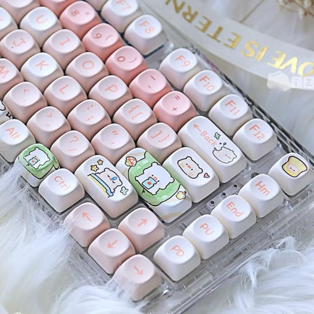 Pink Pig Keycaps 123 Keys BPT Material MOA Keycap Set for HI75 61 84 96 98 99 104 F87 and other Mechanical Keyboards