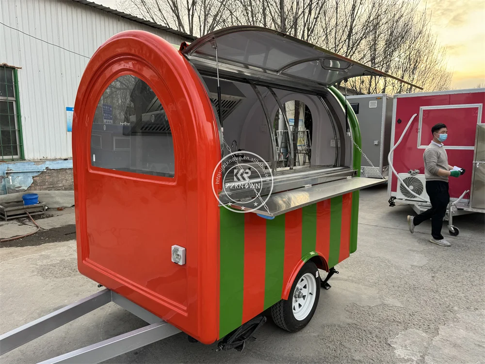 Food Truck Mobile Kitchen Custom Fully Catering Equipments Street Snack Coffee Kiosk Fast Food Trailer Street Coffee Kiosk Cart