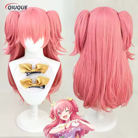 Anime Project SEKAI Colorful Stage! Momoi Airi Cosplay Wig Pink Long Ponytail Heat Resistant Synthetic Hair Wigs + Wig Cap