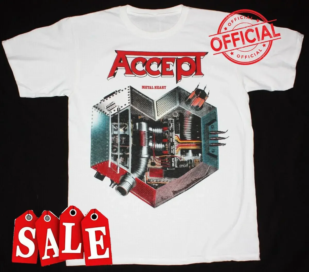 ACCEPT BAND METAL HEART Cotton White Men S-5XL T-shirt FN1475