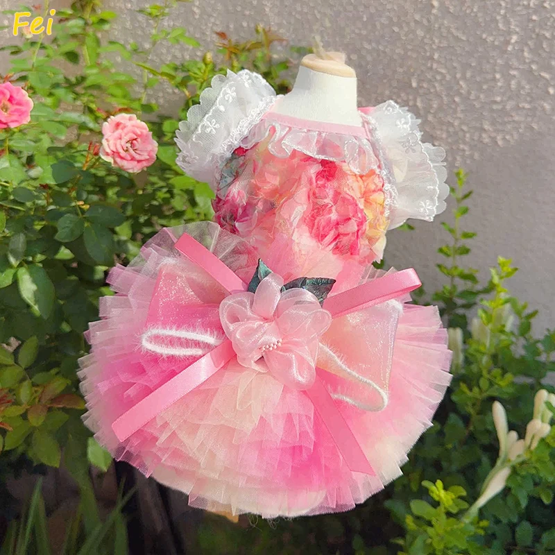

Summer Light Lace Dog Dress, Elegant Princess Costume for Dog, Cute Apparel Dog Clothes for Pets Dogs Wedding Party Outfit