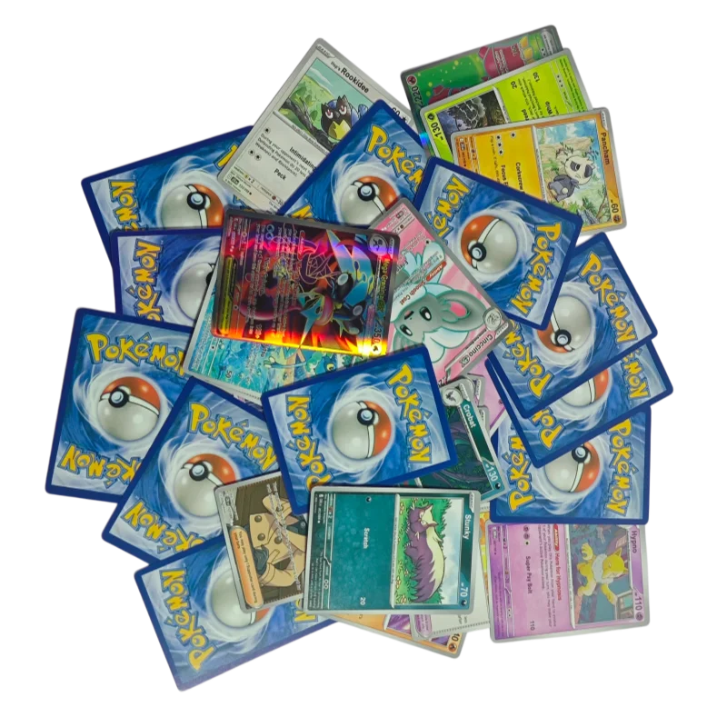 100PCS Cards Pokémon Booster Packs TCG Trading Cards Paradox Rift Chaos Rising Prismatic Evolutions Game Card Packs for Gift