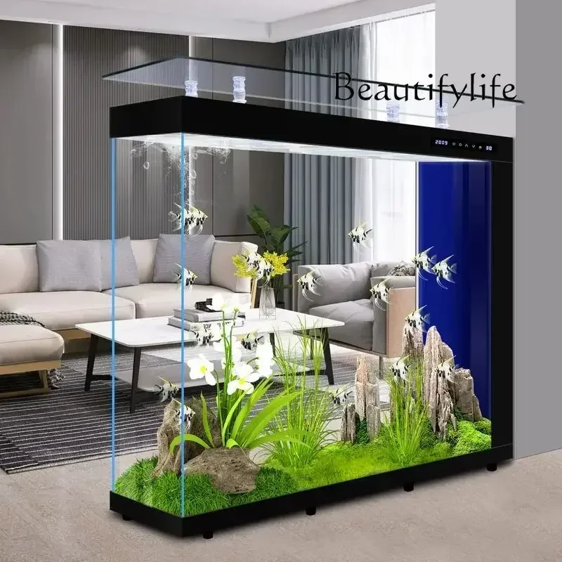 qw NEW N New fish tank ultra-white glass partition automatic water-free ecological cycle medium and large aquariumqw