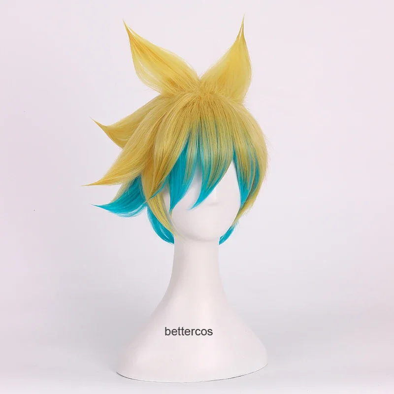LOL Ezreal Cosplay Wigs the Prodigal Explorer Mixed Colors Gradient Heat Resistant Synthetic Hair Wig   Wig Cap image 4