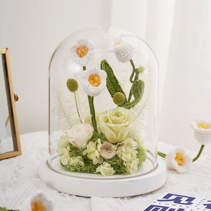 

Glass Dome Rose Eternal Rose Valentine's Day Mother's Day Romantic Gift DIY Wedding Gift Artificial Flower Home Decoration