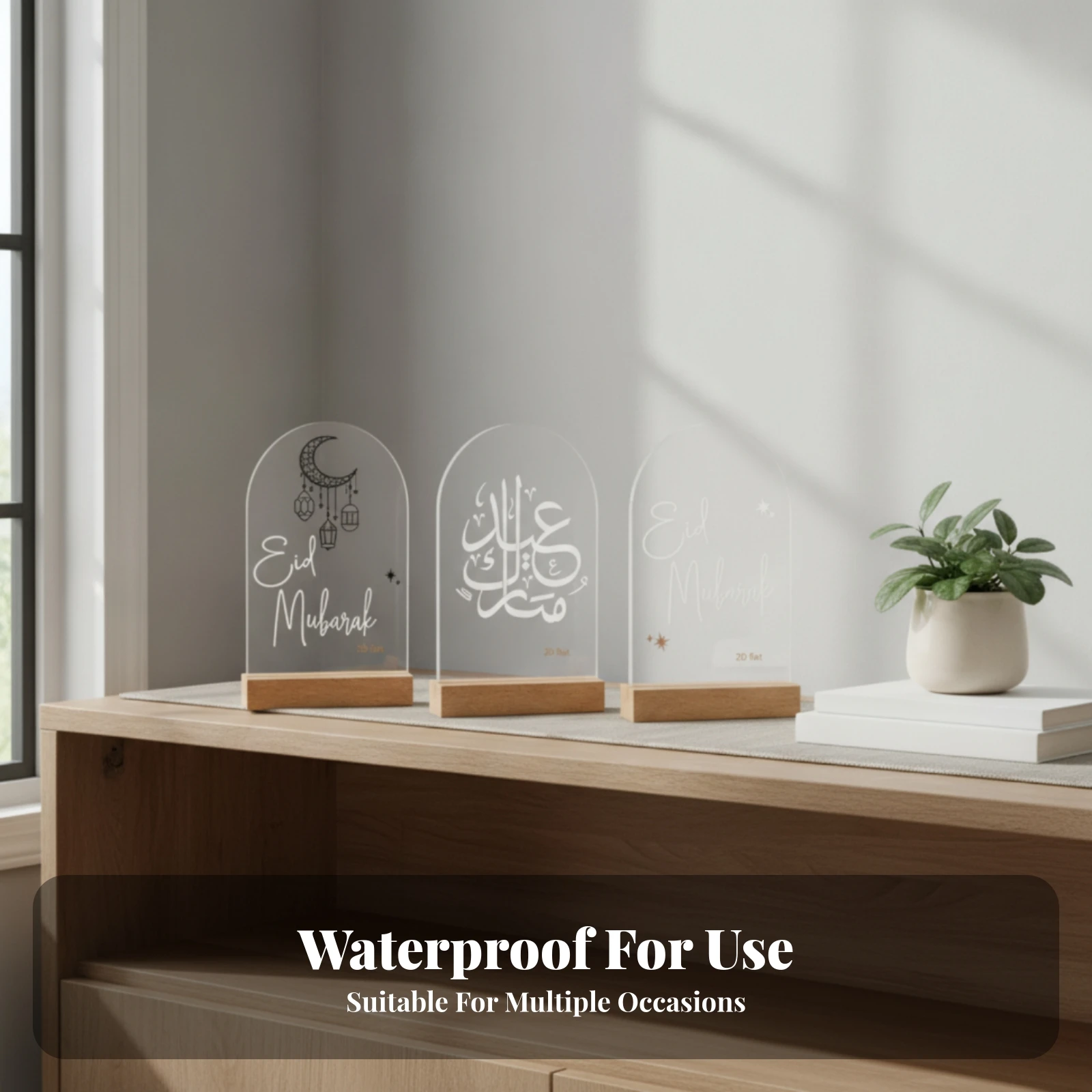 3 Pieces Acrylic Standee Printed Arch-Shaped Acrylic Plaque Desktop Decor Waterproof